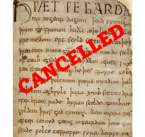 page from book with "cancelled" 