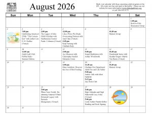 August 2026 adult programs calendar