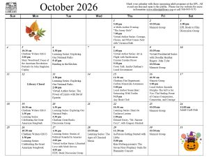 October calendar of events
